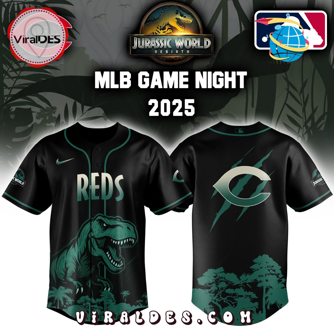 Cincinnati Reds x Jurassic World Baseball Jersey