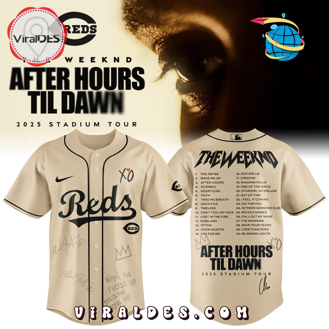 Cincinnati Reds x The Weeknd After Hours Til Dawn Baseball Jersey