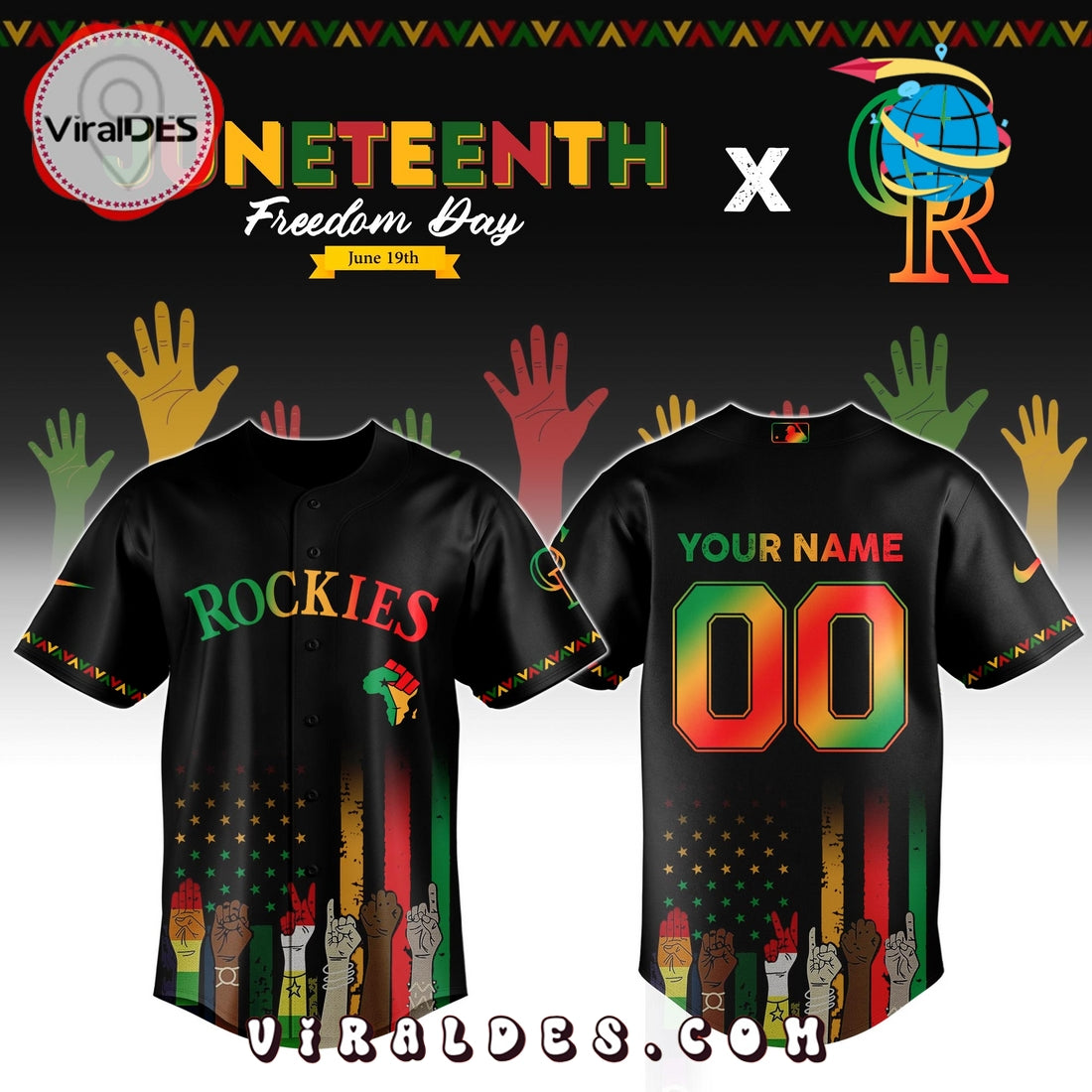 Colorado Rockies Custom MLB Juneteenth Baseball Jersey