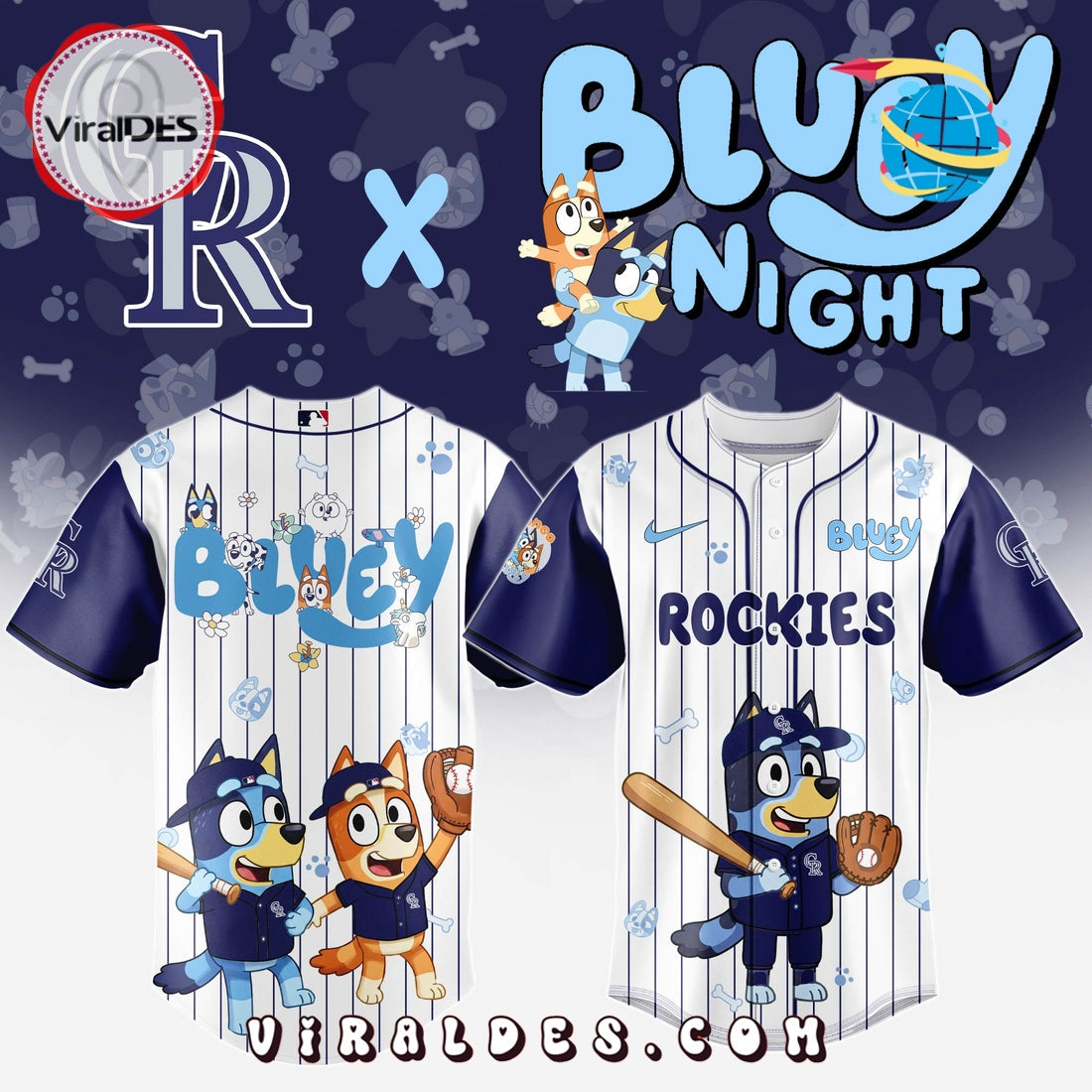 Colorado Rockies MLB Bluey And Bingo Baseball Jersey