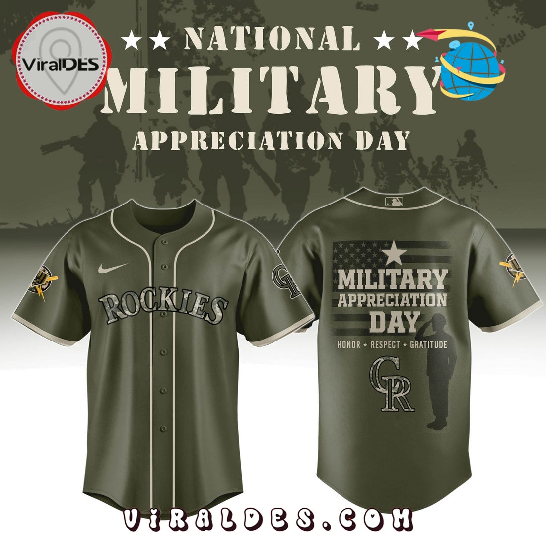 Colorado Rockies MLB Military Appreciation Day Baseball Jersey