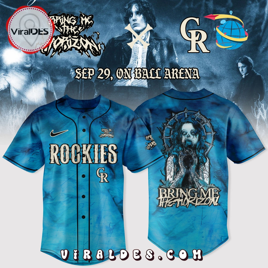 Colorado Rockies x Bring Me The Horizon Baseball Jersey