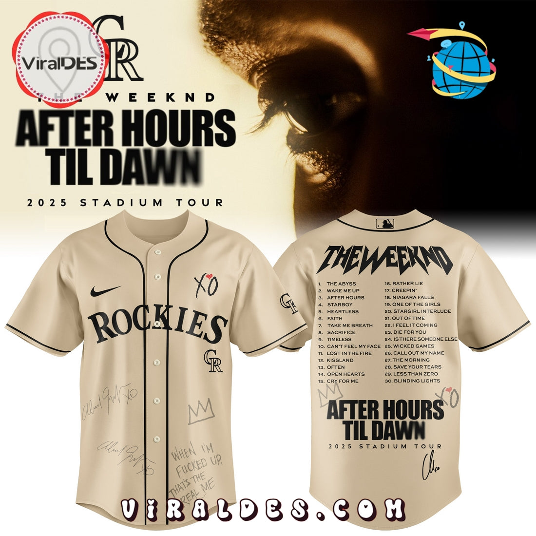 Colorado Rockies x The Weeknd After Hours Til Dawn Baseball Jersey