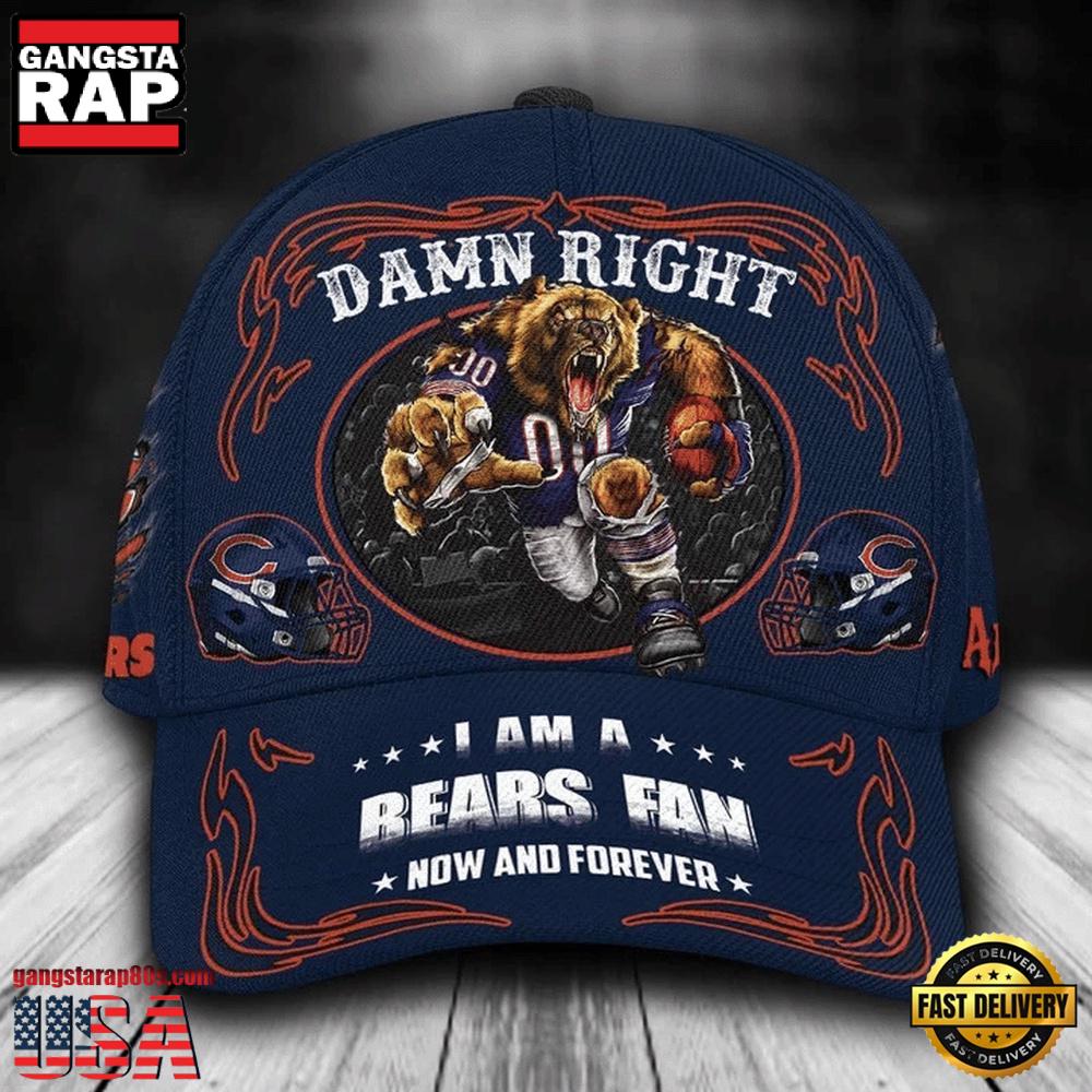 NFL Custom Name Chicago Bears Mascot Damn Right Football Team Baseball Cap