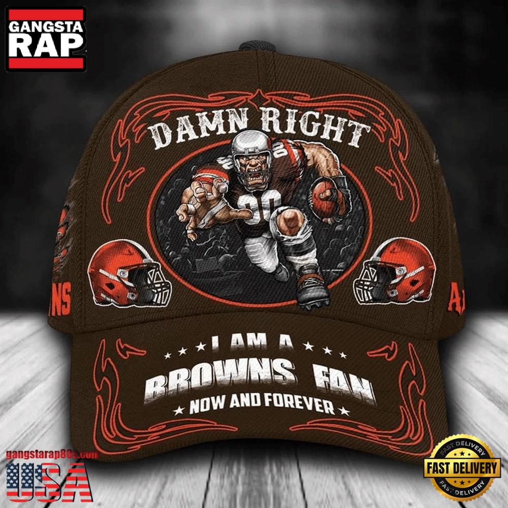 NFL Custom Name Cleveland Browns Mascot Damn Right Football Team Baseball Cap