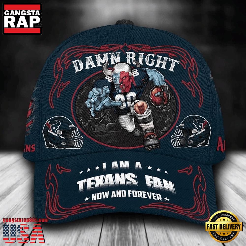 NFL Custom Name Houston Texans Mascot Damn Right Football Team Baseball Cap
