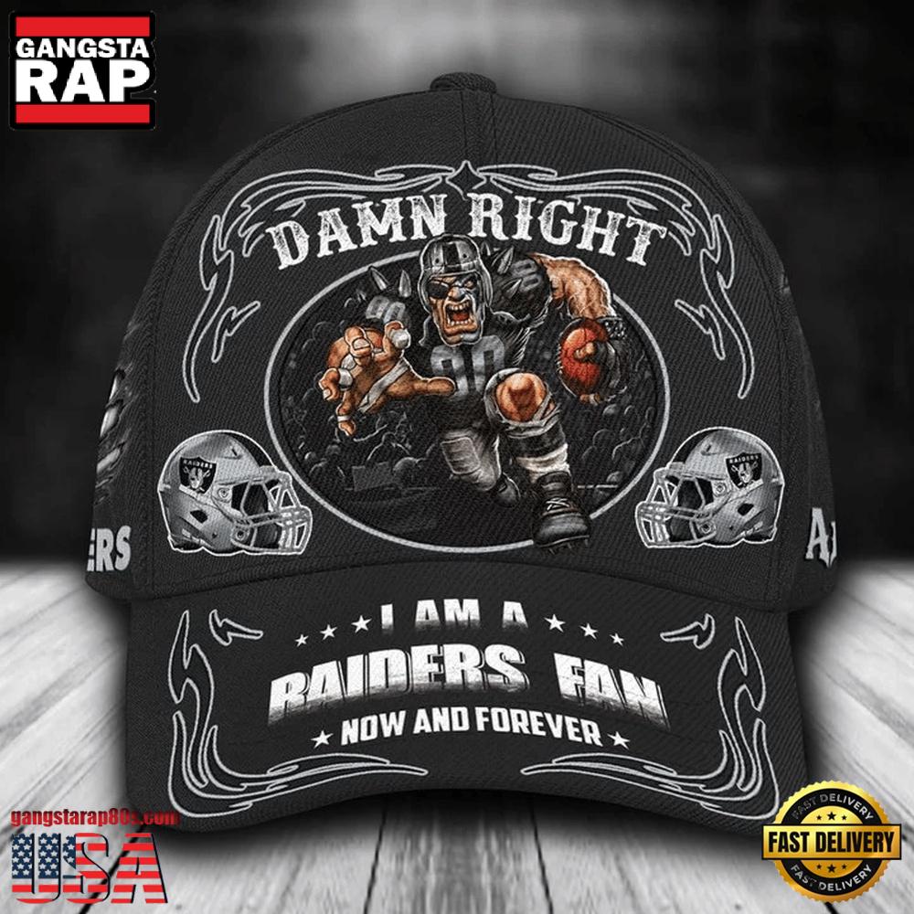 NFL Custom Name Las Vegas Raiders Mascot Damn Right Football Team Baseball Cap