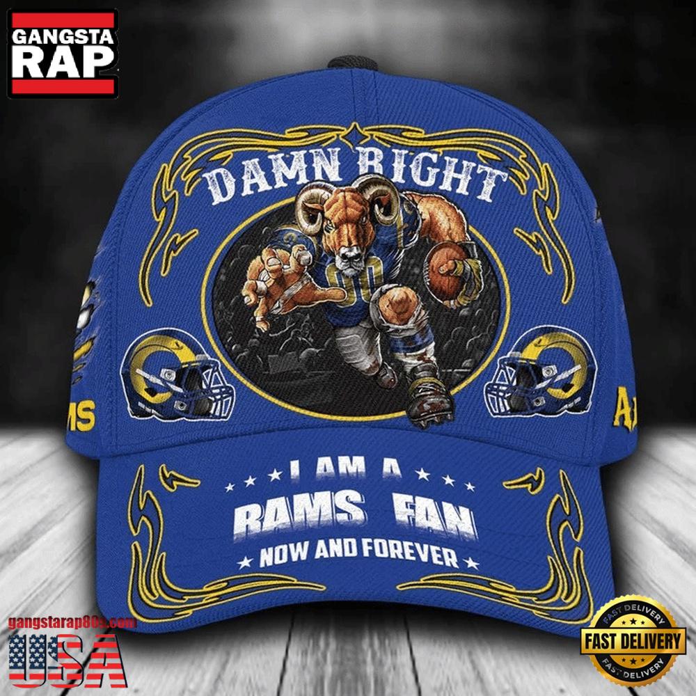 NFL Custom Name Los Angeles Rams Mascot Damn Right Football Team Baseball Cap