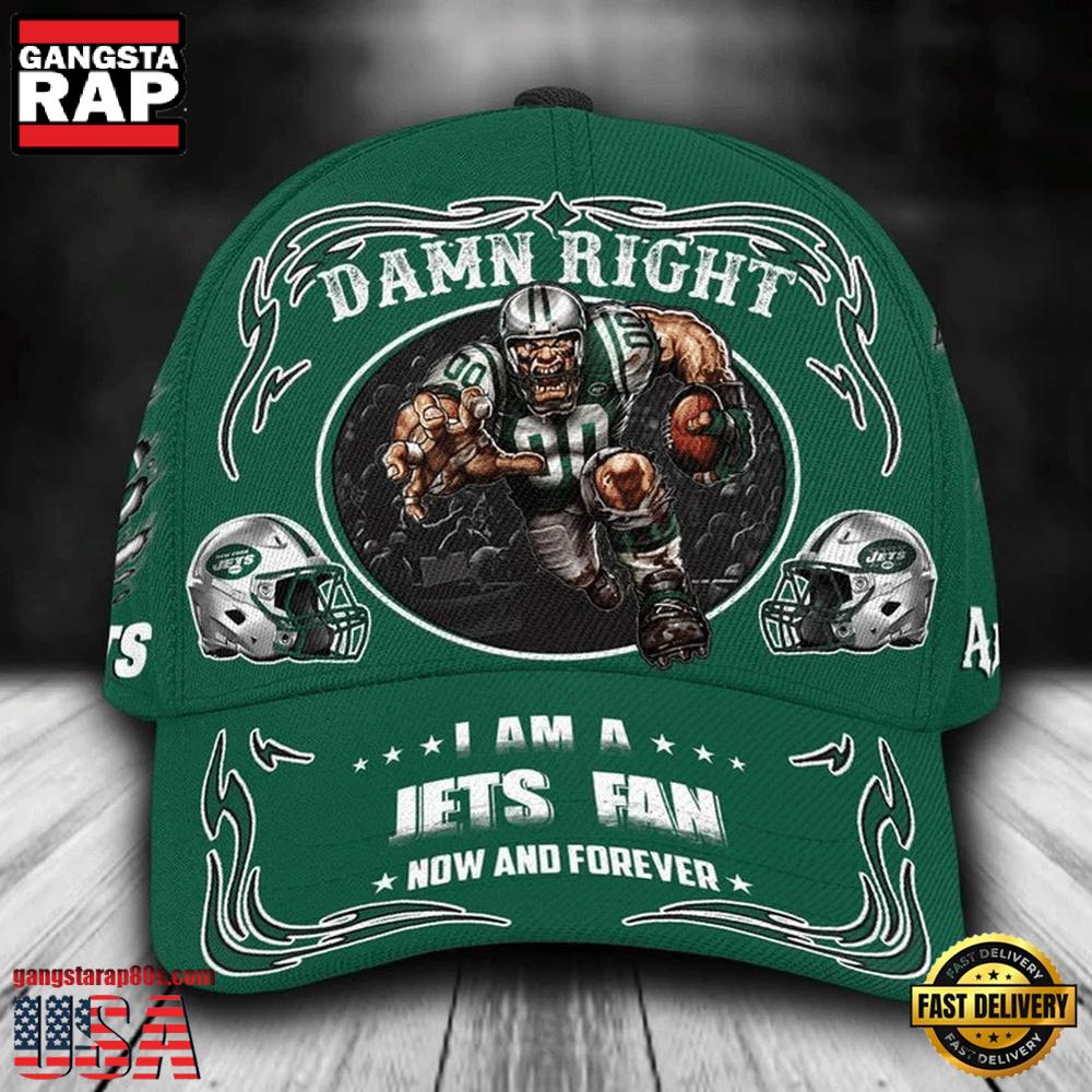 NFL Custom Name New York Jets Mascot Damn Right Football Team Baseball Cap