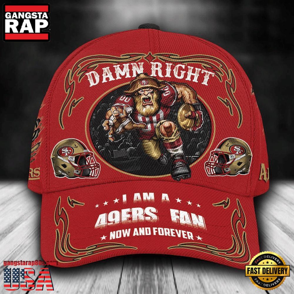 NFL Custom Name San Francisco 49ers Mascot Damn Right Football Team Baseball Cap