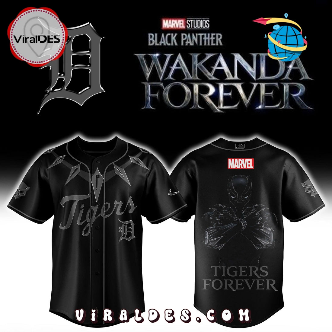 Detroit Tigers x Black Panther Baseball Jersey