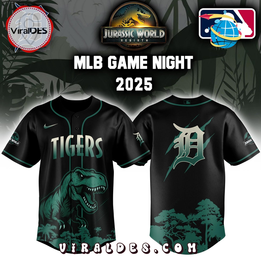 Detroit Tigers x Jurassic World Baseball Jersey