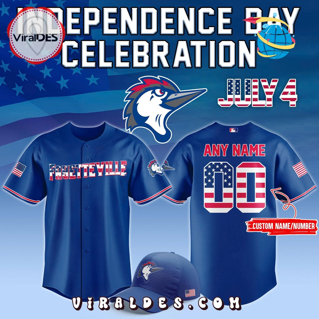 Fayetteville Woodpeckers Independence Day Celebration Jersey