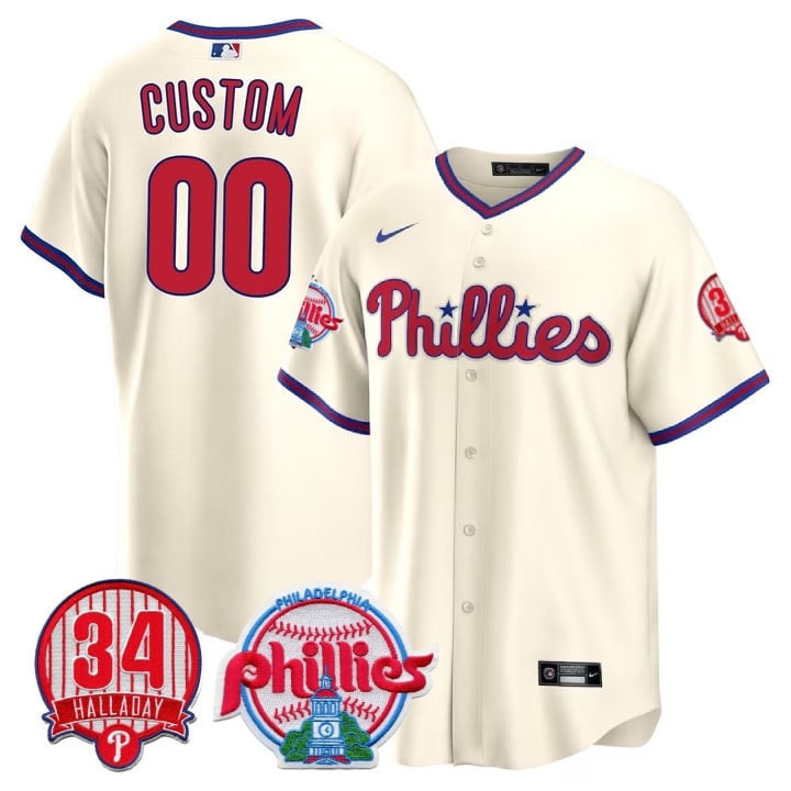 Philadelphia Phillies Custom Jersey - Roy Halladay Patch #34