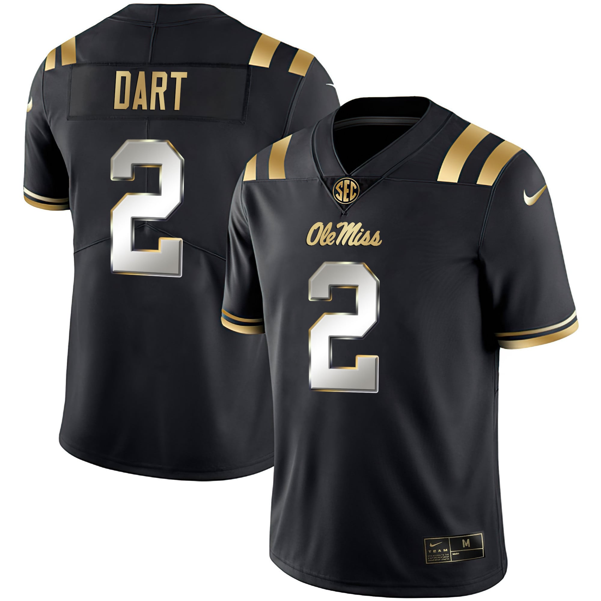 Men's Ole Miss Rebels Black Limited & Gold Vapor Jersey - All Stitched
