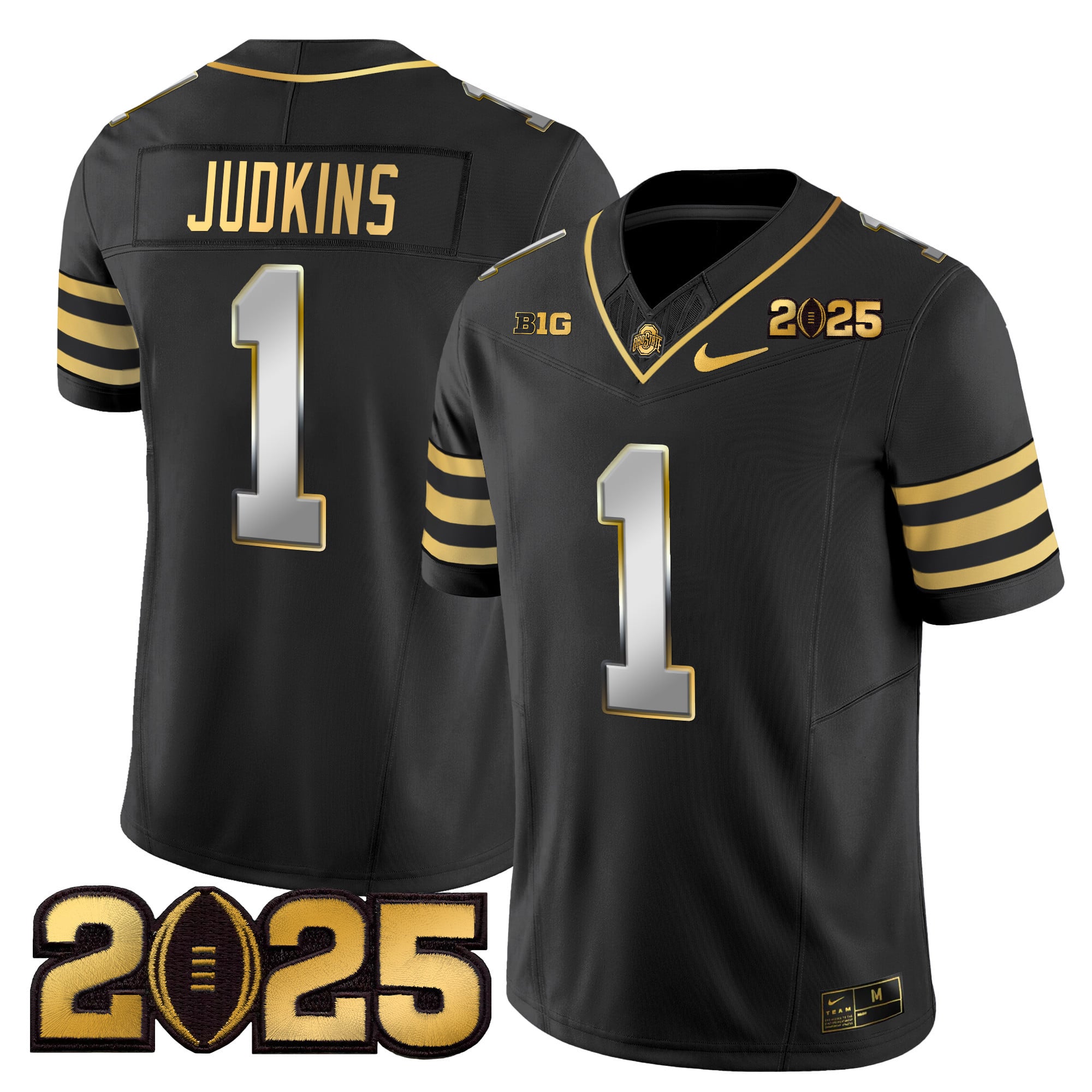 Men's Ohio State Buckeyes 'Heritage Stripe' CFP Final Patch Gold Vapor Limited Jersey - All Stitched