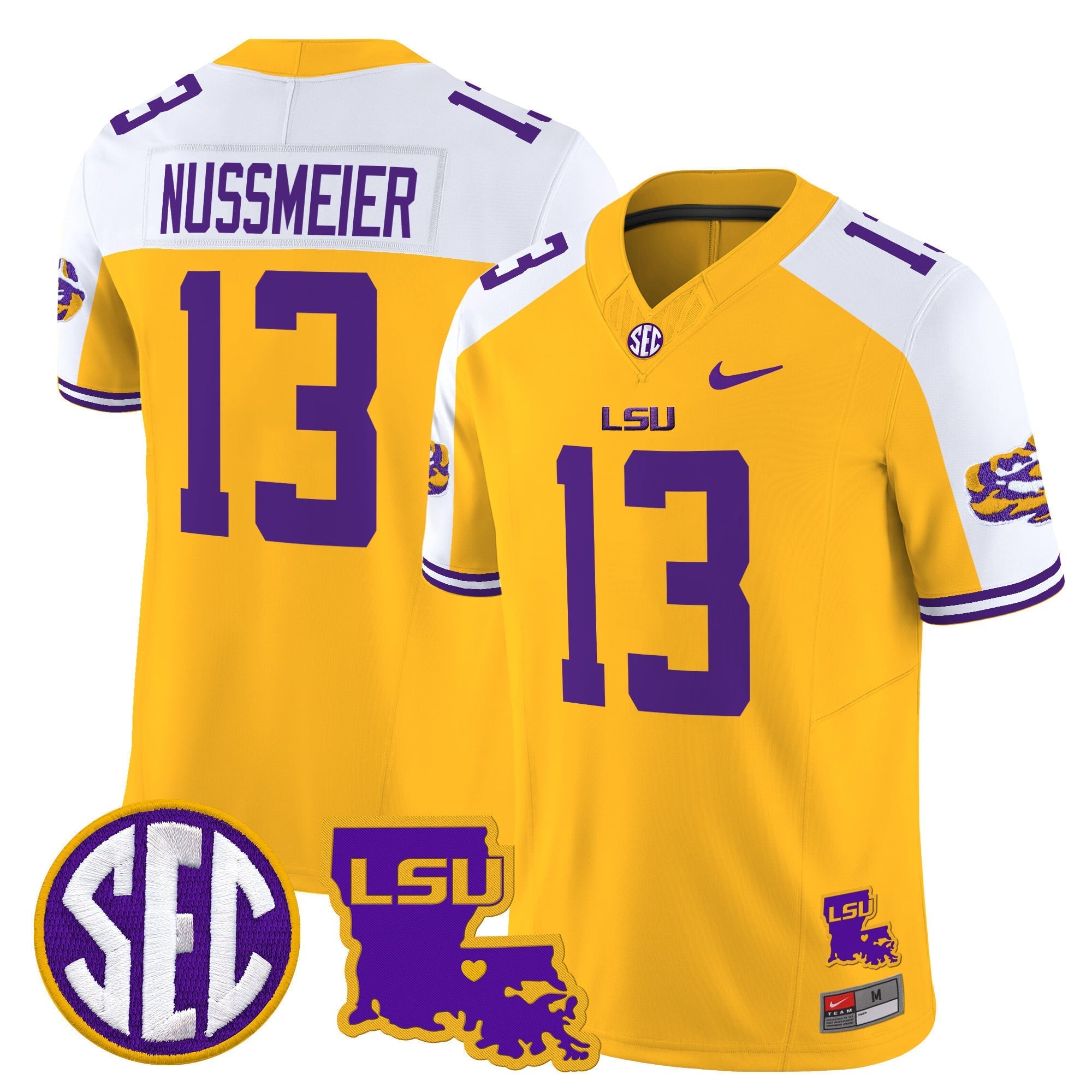 Men's LSU Tigers 2025 Louisiana Patch Vapor Limited Jersey - All Stitched