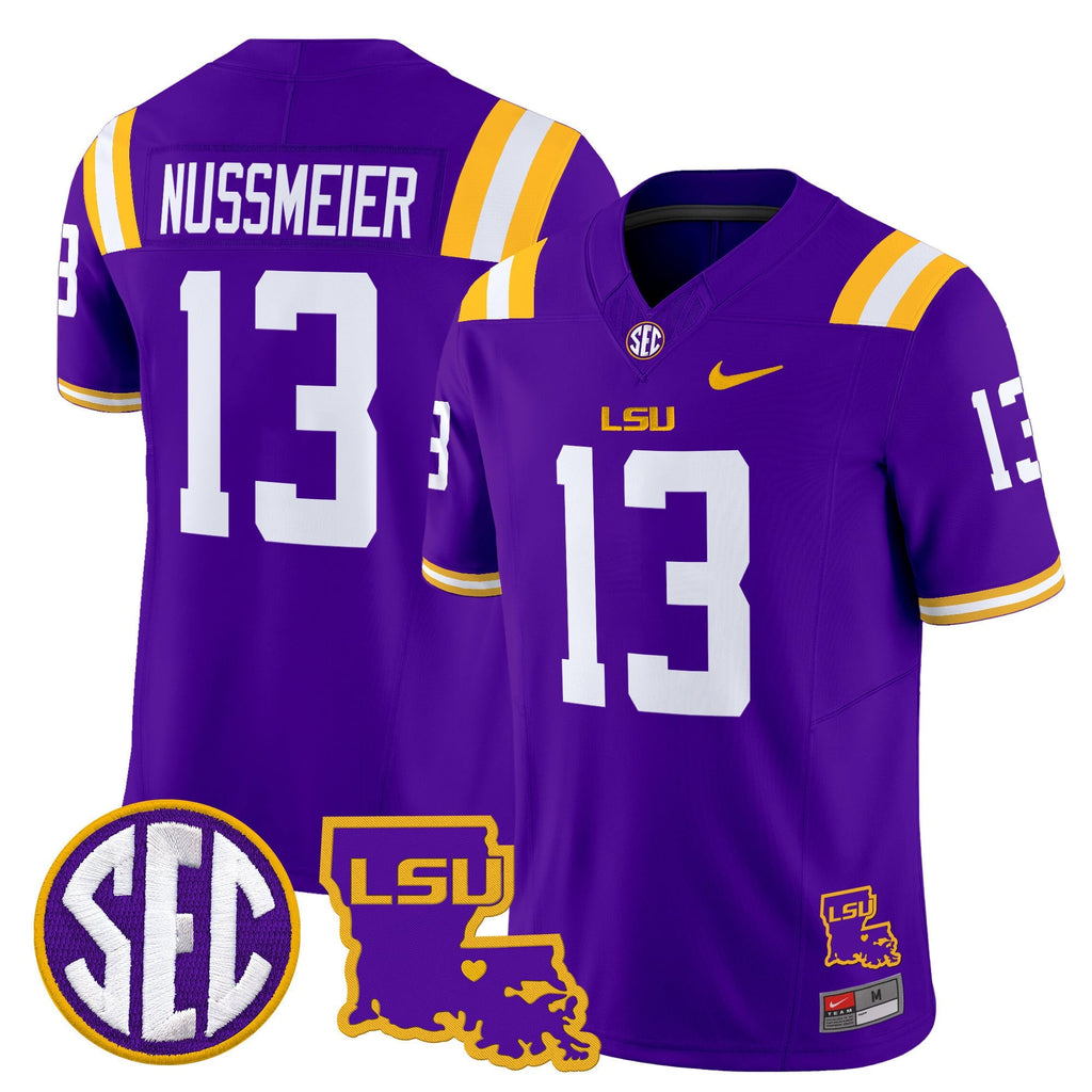 Men's LSU Tigers 2025 Louisiana Patch Vapor Limited Jersey - All Stitched