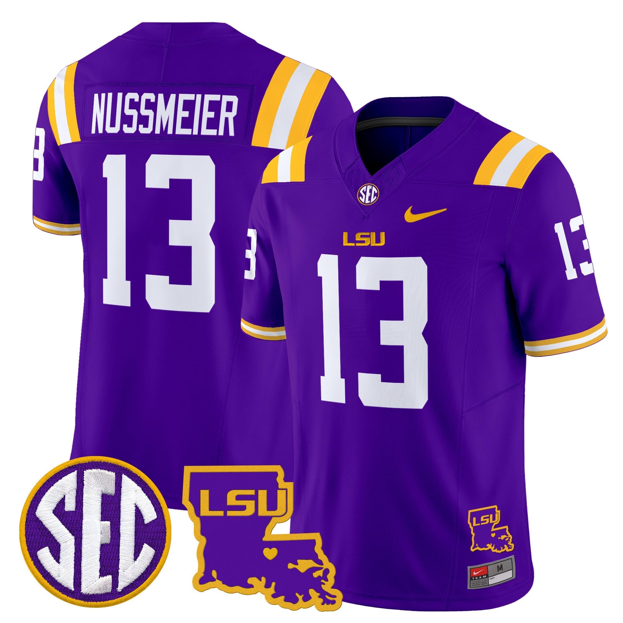 Men's LSU Tigers 2025 Louisiana Patch Vapor Limited Jersey - All Stitched