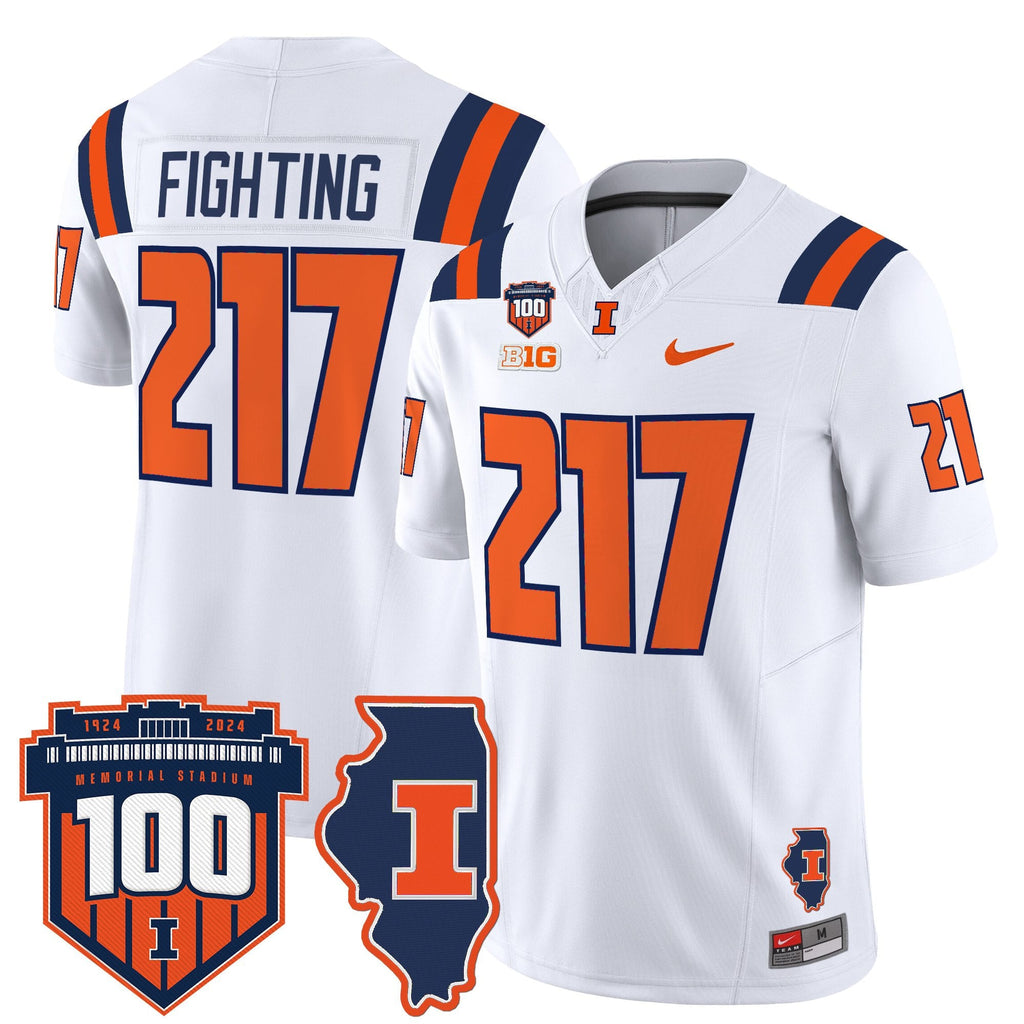 Men's Illinois Fighting Illini 100th Memorial Stadium Patch Vapor Limited Jersey - All Stitched