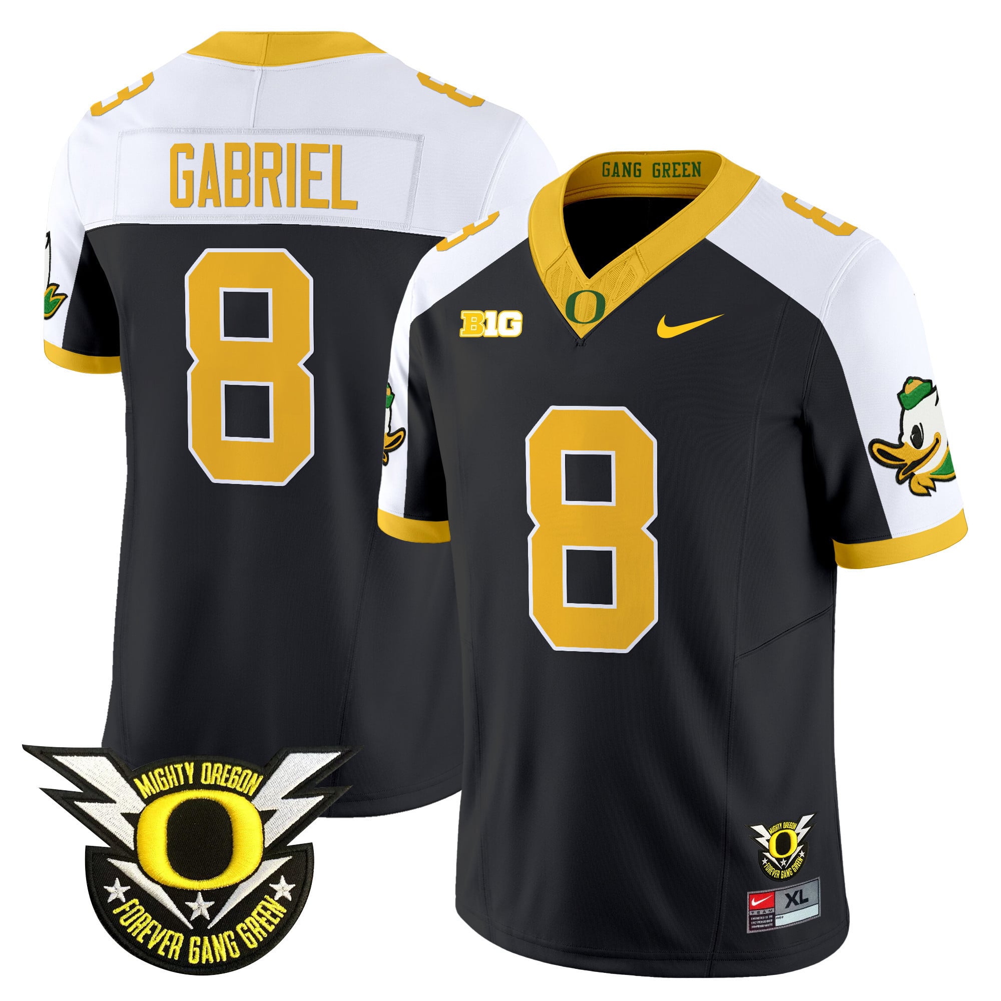 Men's Oregon Ducks 2024 Forever Gang Green & BIG Patch Vapor Limited Jersey N5 - All Stitched