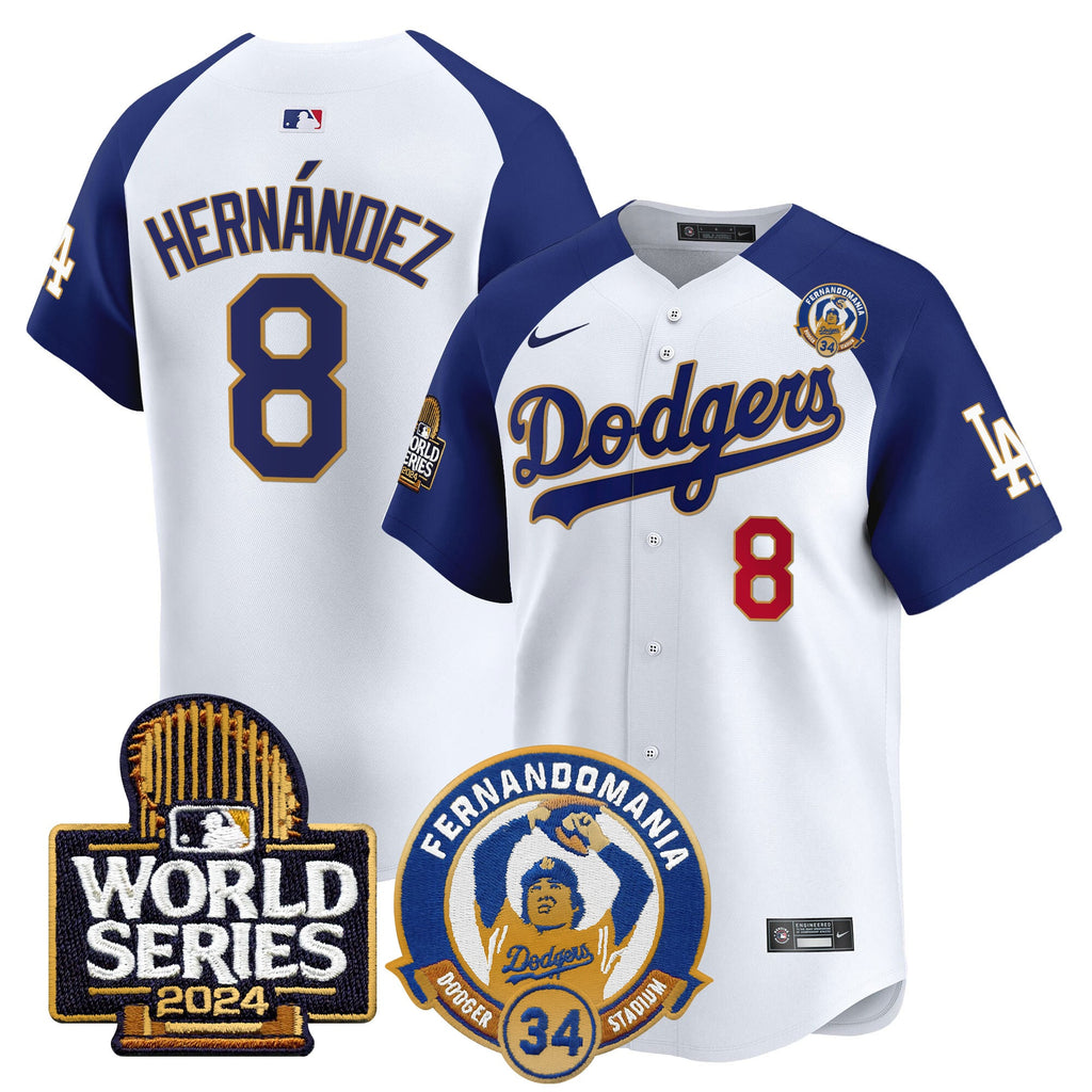 Men's Dodgers Fernando Valenzuela & 2024 World Series Patch Vapor Premier Limited Jersey - All Stitched