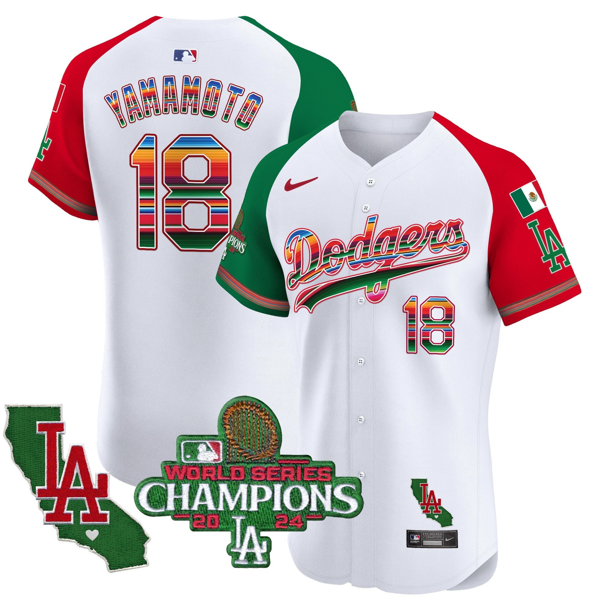 Men's Dodgers Mexico 2024 World Series Champions Vapor Premier Elite Jersey - All Stitched