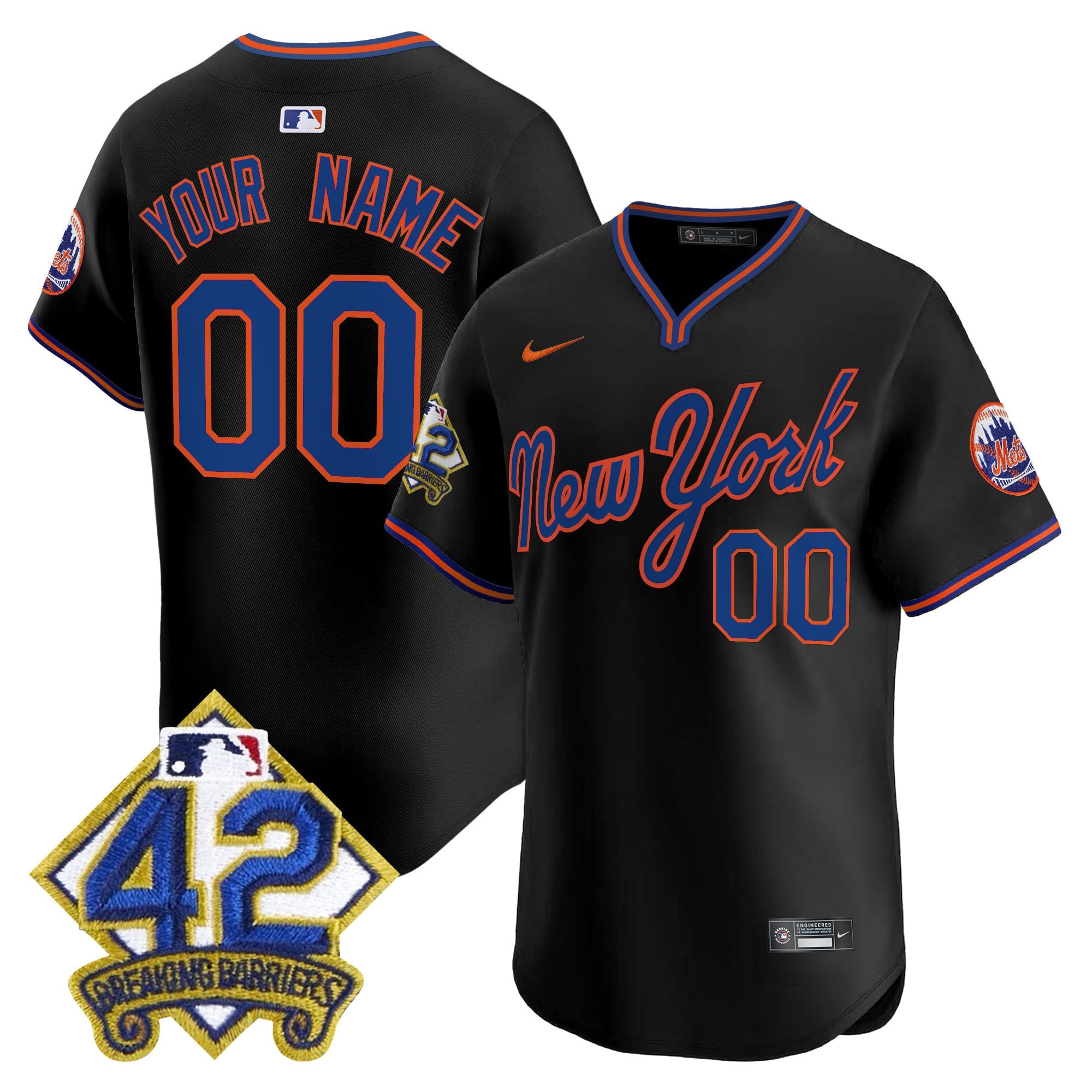 New York Mets 2025 Jackie Robinson Patch Road Alternate Custom Jersey  All Stitched