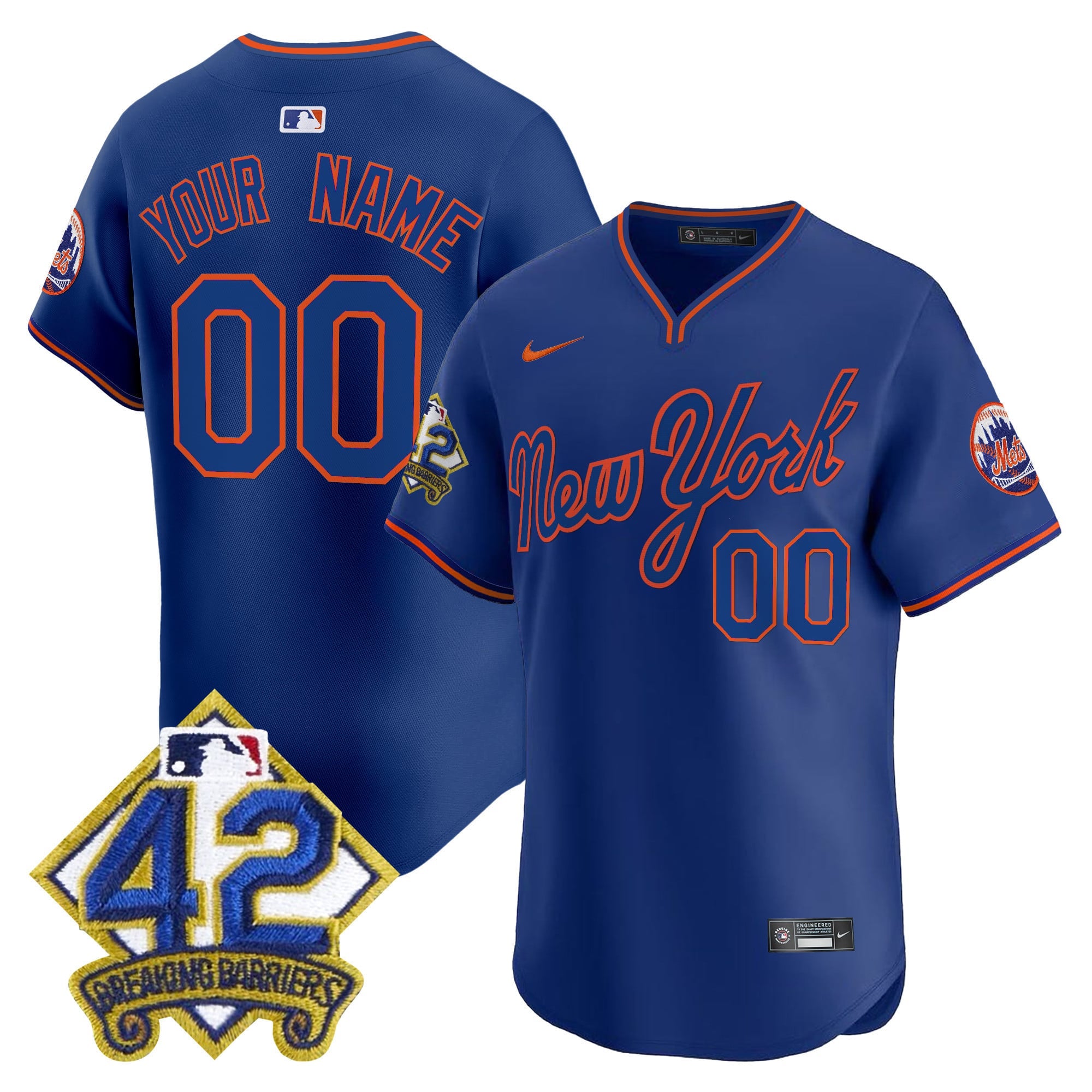 New York Mets 2025 Jackie Robinson Patch Road Alternate Custom Jersey  All Stitched