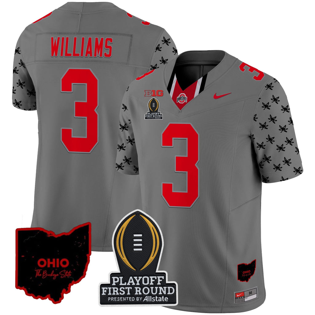 Men's Ohio State Buckeyes 2024 Playoff First Round Patch Vapor Limited Jersey - All Stitched