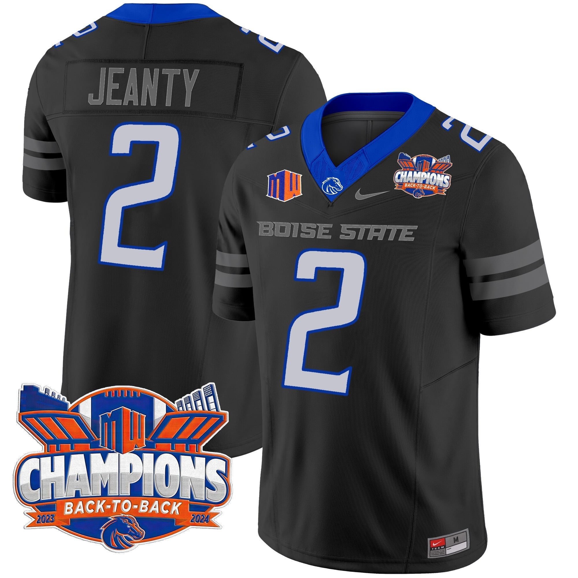 Men's Boise State Broncos 2024 Back To Back Champions Vapor Limited Jersey - All Stitched