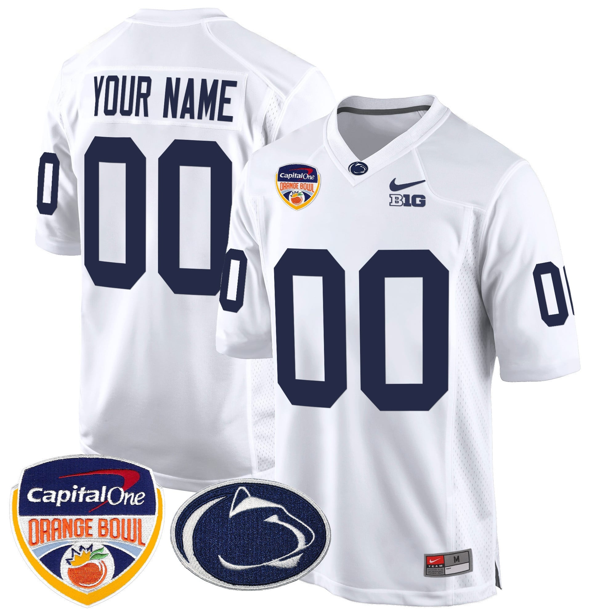 Penn State Nittany Lions Orange Bowl Patch Game Custom Jersey - All Stitched