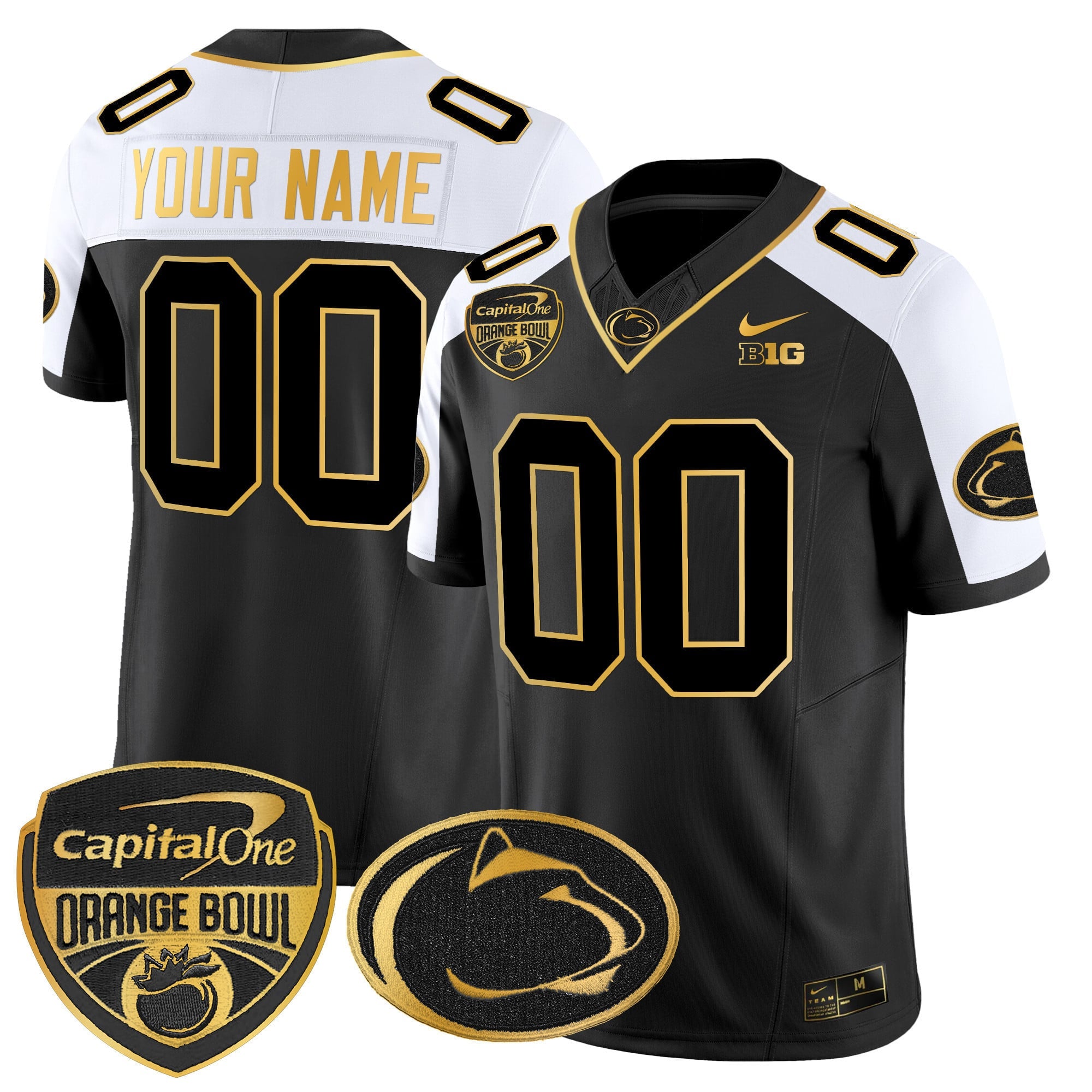 Penn State Nittany Lions Orange Bowl Patch Gold Vapor Limited Custom Jersey V2 - All Stitched