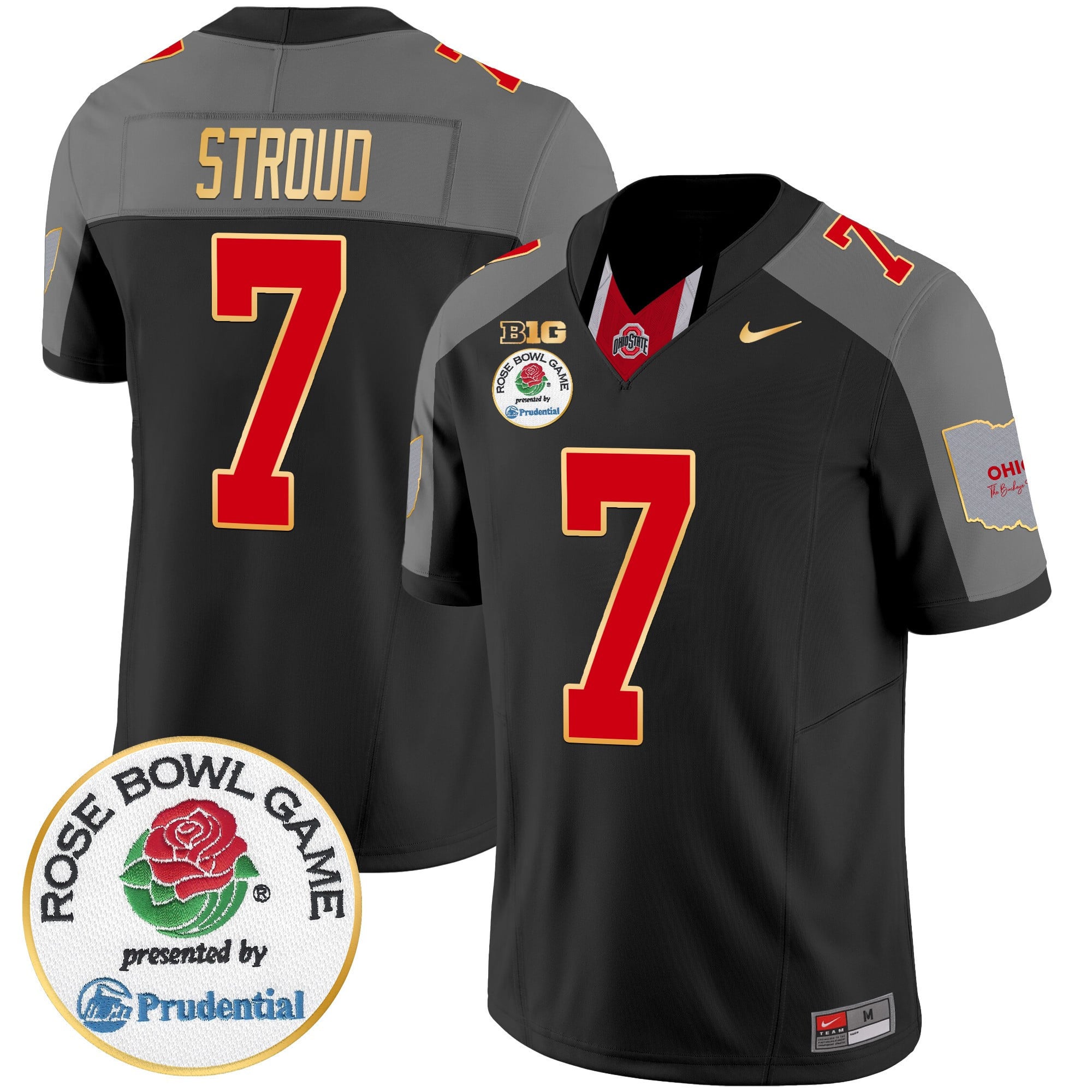Men's Ohio State Buckeyes Rose Bowl Gold Trim Vapor Limited Jersey - All Stitched