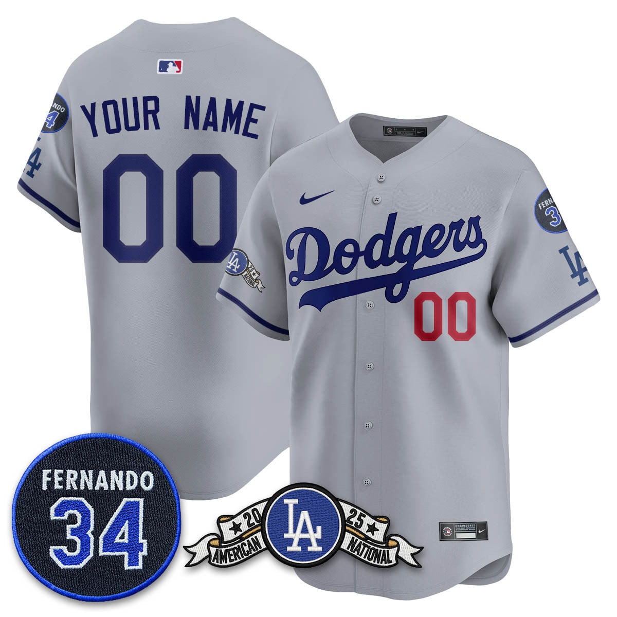 Los Angeles Dodgers 2025 National League Champions Jersey - All Stitched