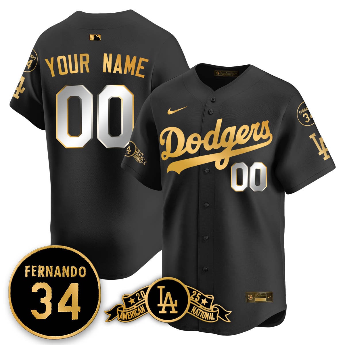 Los Angeles Dodgers 2025 National League Champions Jersey - All Stitched