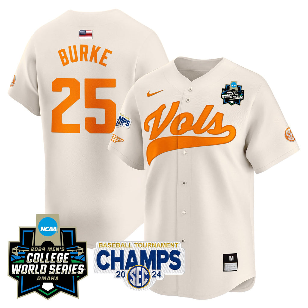 Men's Tennessee Volunteers 2024 Tournament Champs & World Series Vapor Premier Limited Jersey - All Stitched