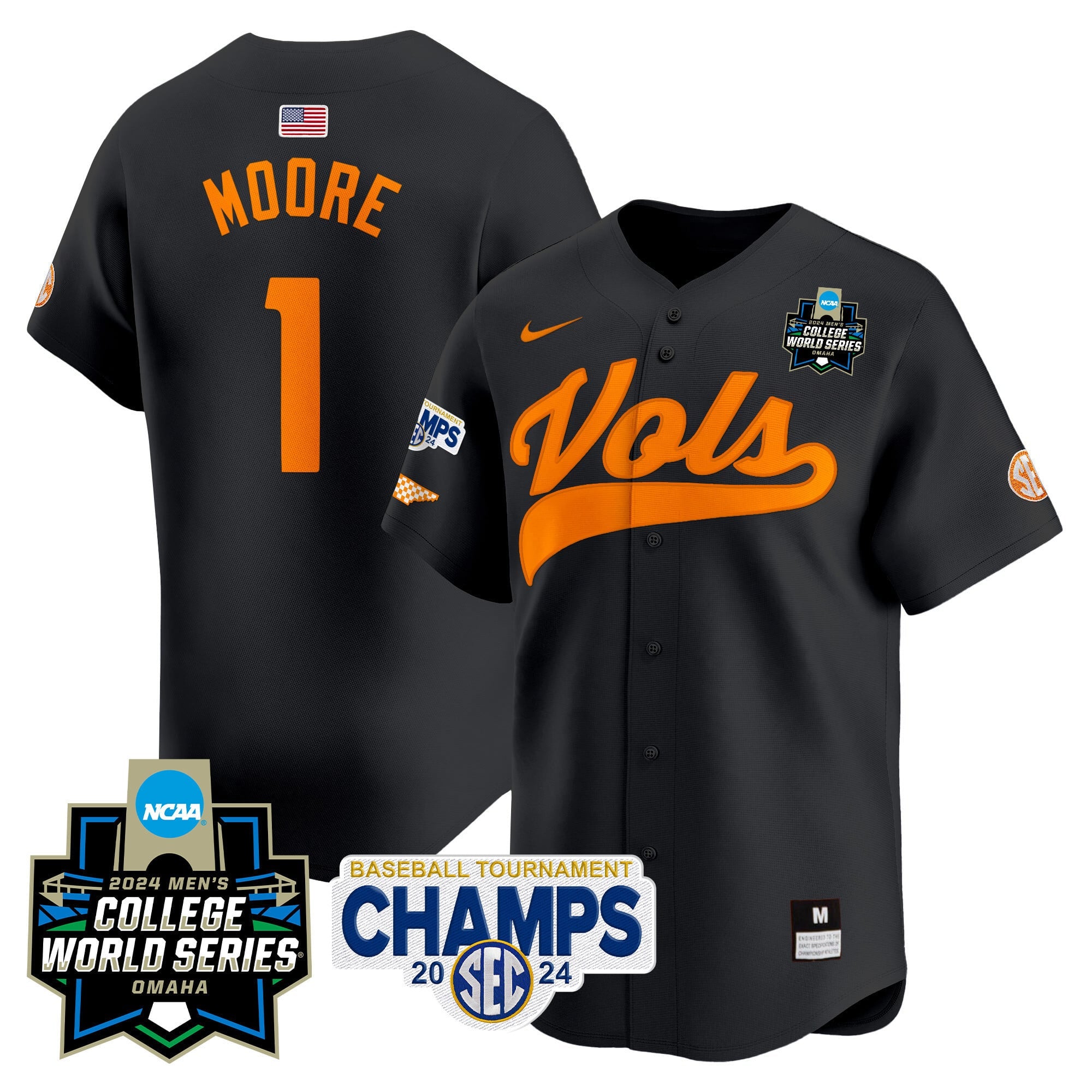 Men's Tennessee Volunteers 2024 Tournament Champs & World Series Vapor Premier Limited Jersey - All Stitched