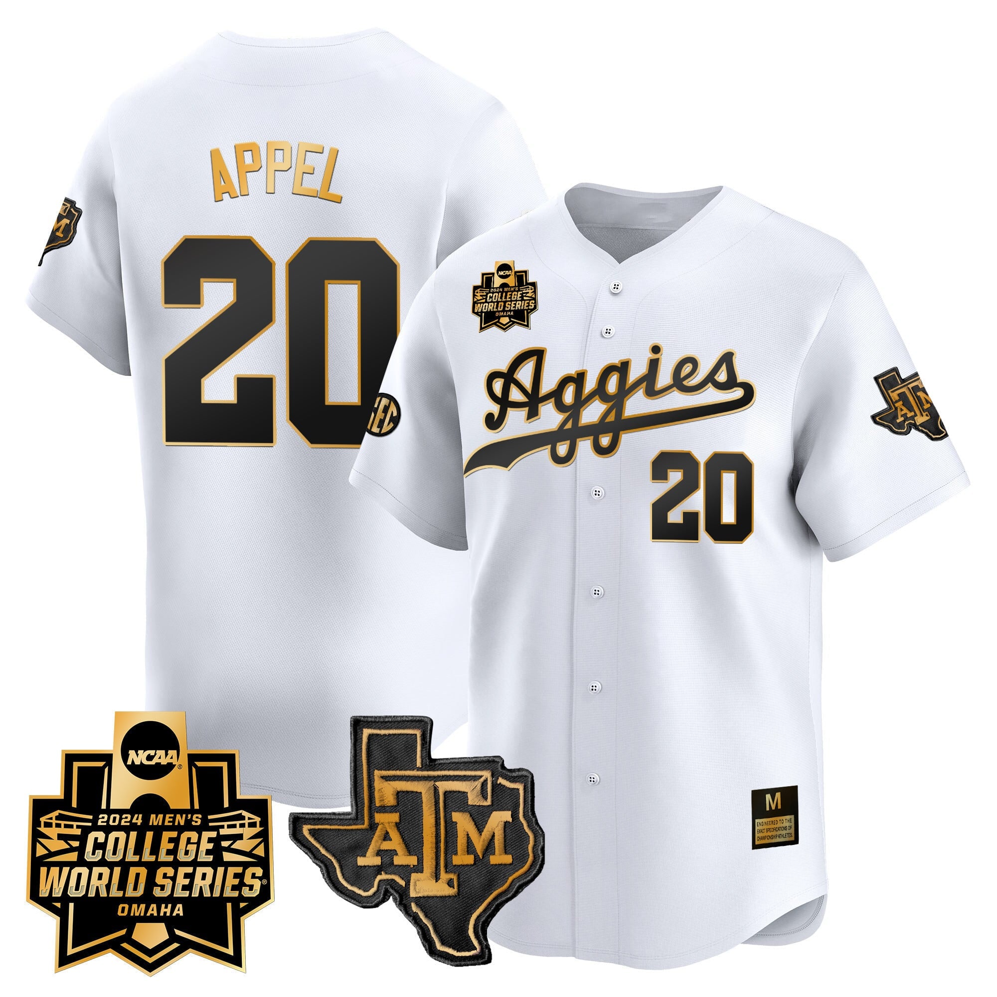 Men's Texas A&M Aggies 2024 College World Series Vapor Premier Limited Jersey - All Stitched