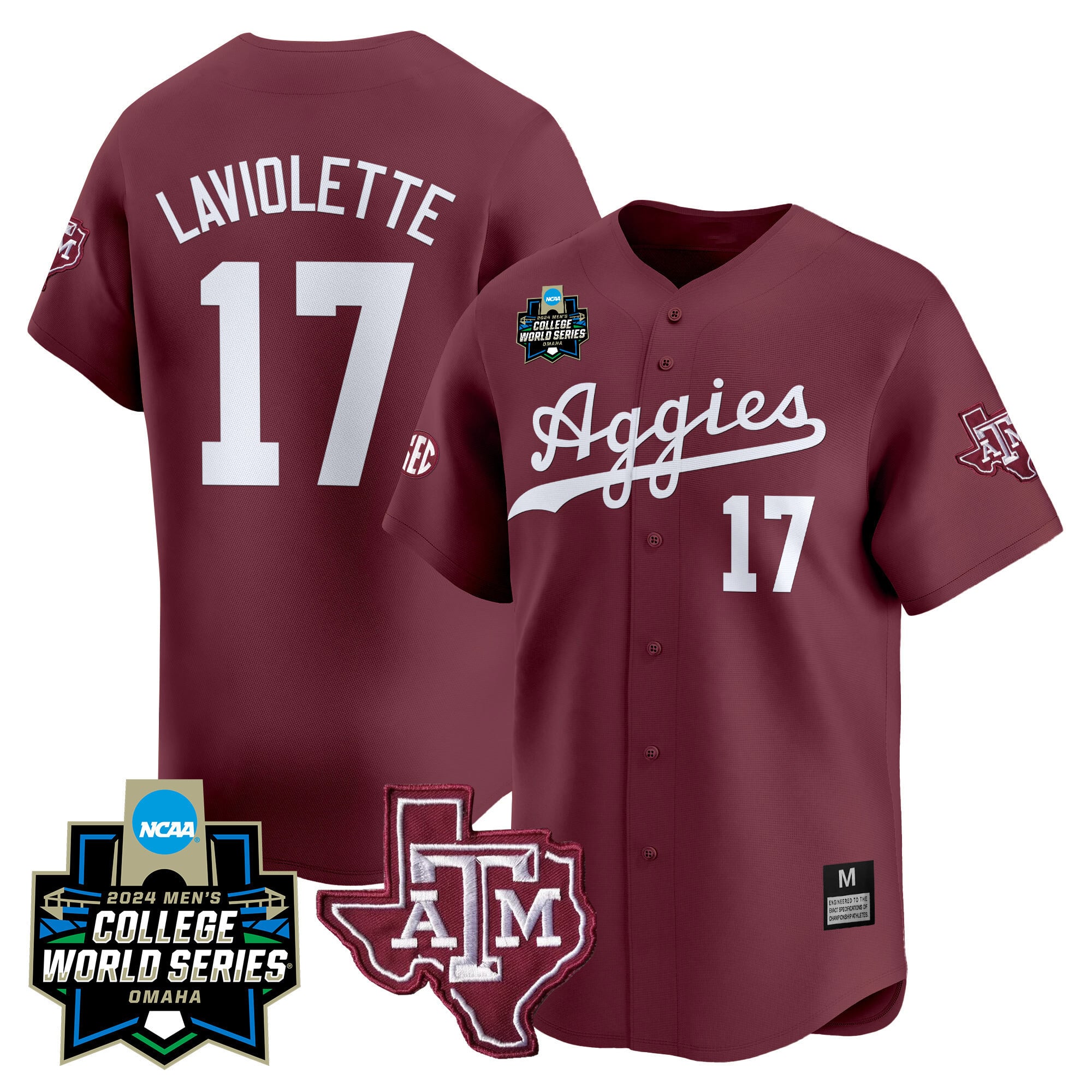 Men's Texas A&M Aggies 2024 College World Series Vapor Premier Limited Jersey - All Stitched