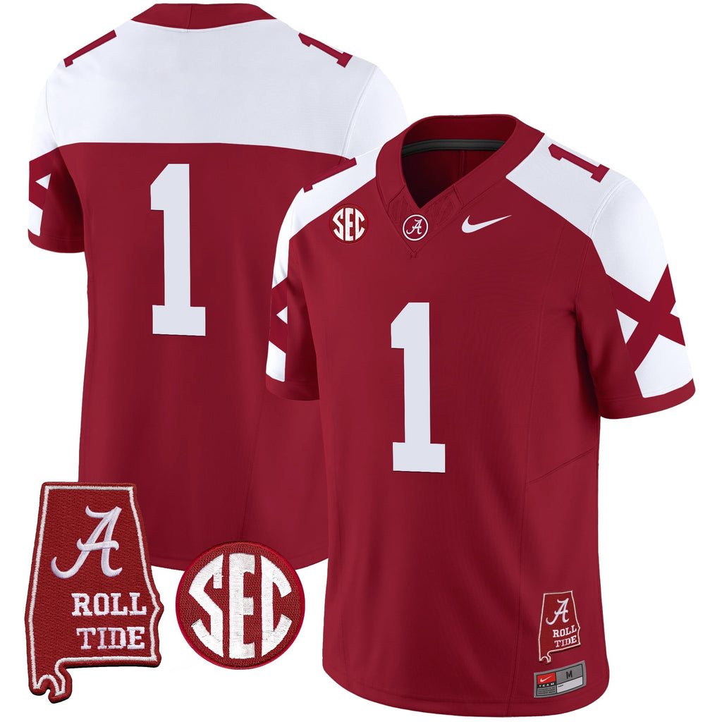 Men's Alabama Crimson Tide Vapor Limited Jersey V6 - Alabama Map - All Stitched