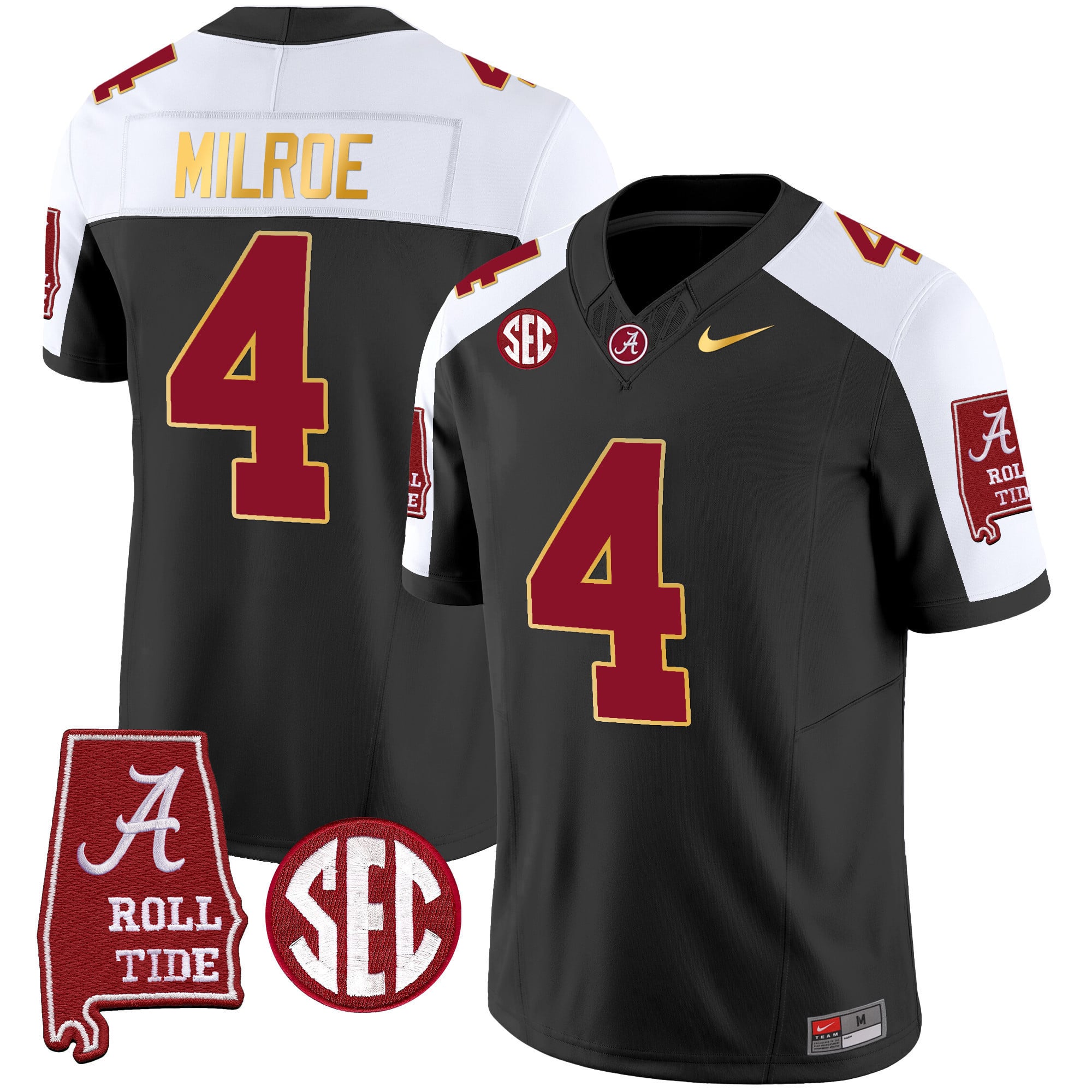 Men's Alabama Crimson Tide Gold Trim Vapor Jersey - Alabama Map - All Stitched