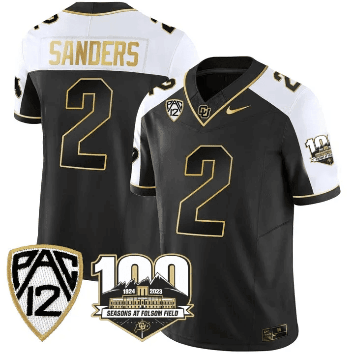 Men's Colorado Buffaloes 100th Seasons At Folsom Field Patch Vapor Gold Jersey V2 ?All Stitched