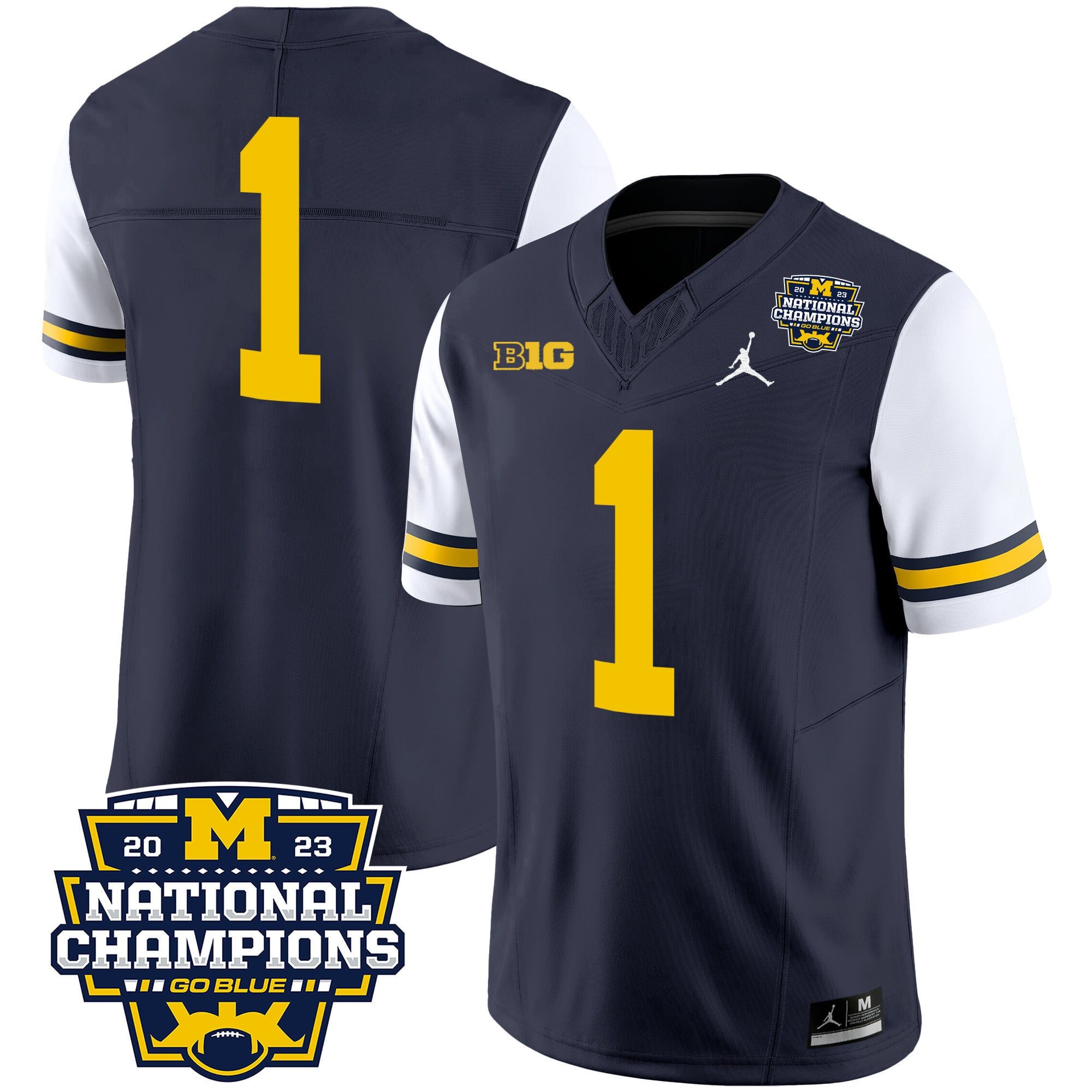 Men's Michigan Wolverines 2023 National Champions Patch Vapor Jersey V2 - All Stitched
