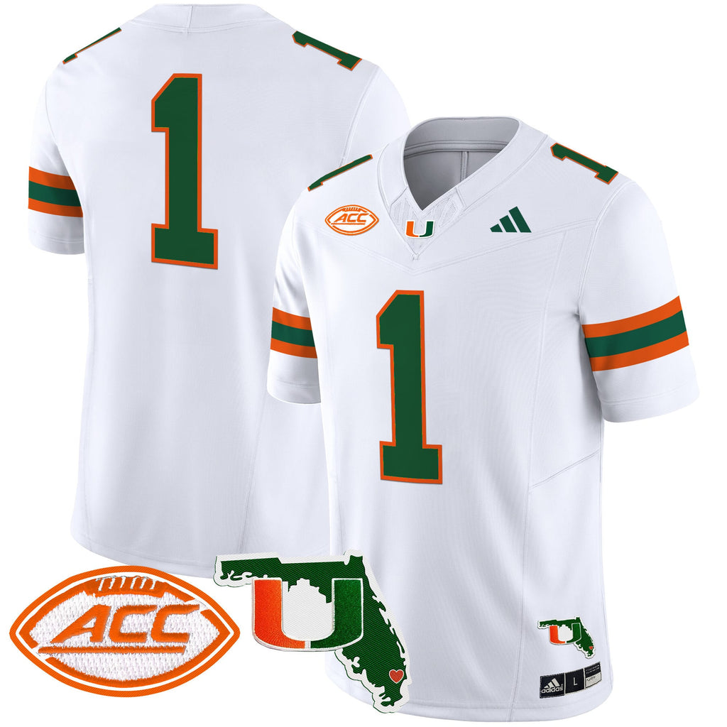 Men's Miami Hurricanes 2024 Florida Patch Vapor Limited Jersey - All Stitched