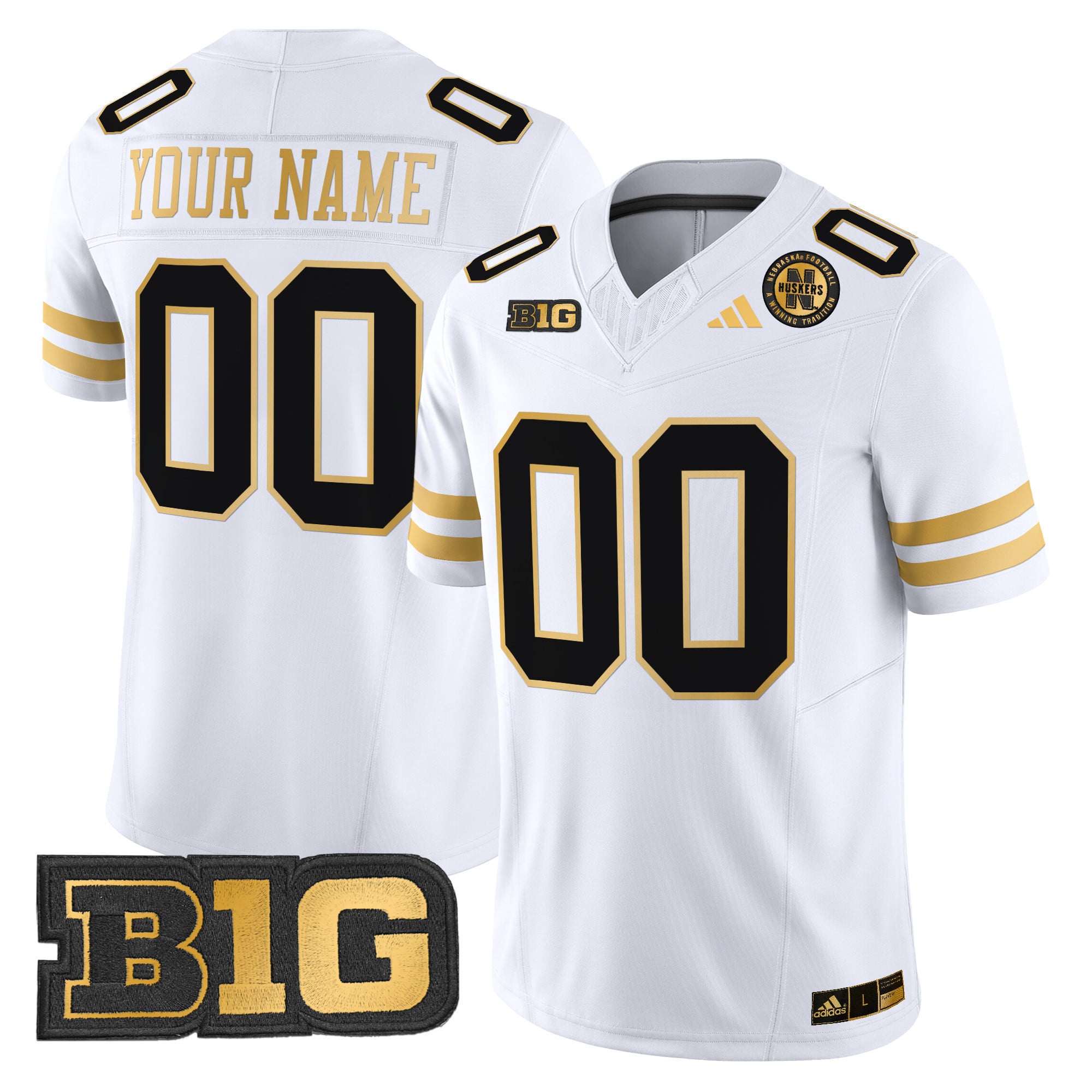 Nebraska Cornhuskers 2024 Gold Vapor Limited Custom Jersey - All Stitched