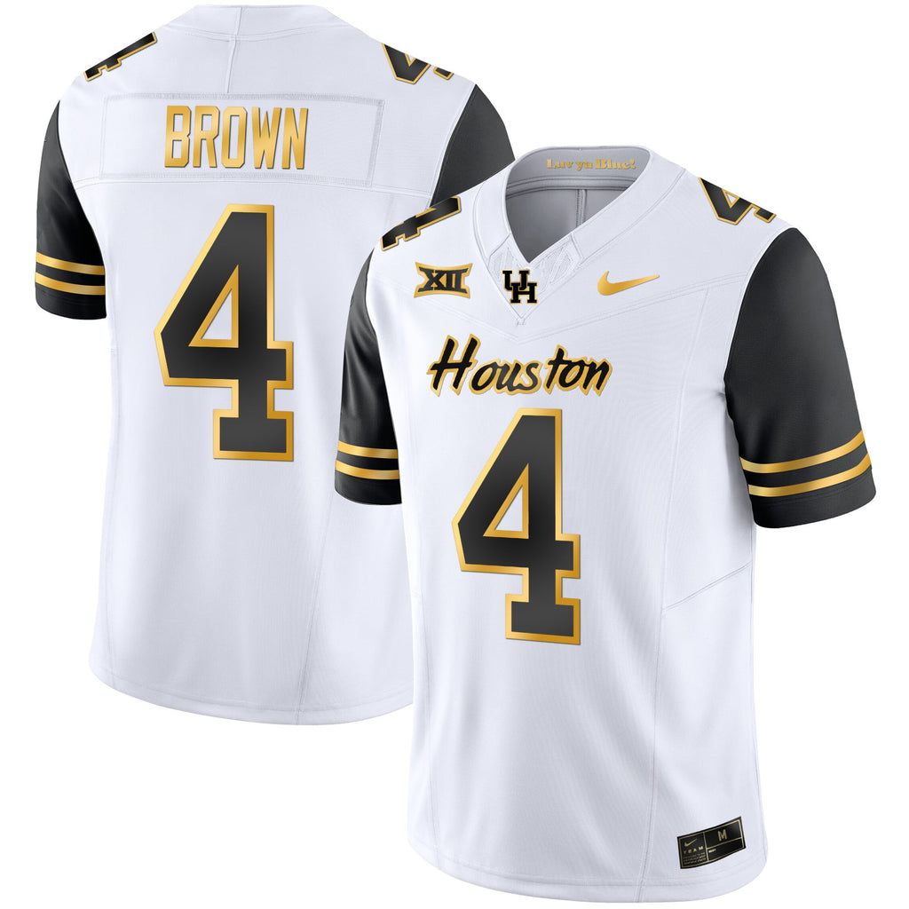 Men's Houston Cougars 2023 Oilers Inspired Gold Jersey - All Stitched