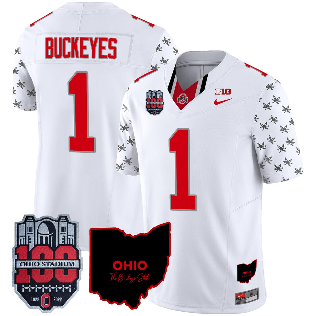 Men's Ohio State Buckeyes 100th Anniversary Patch Vapor Limited Jersey - All Stitched