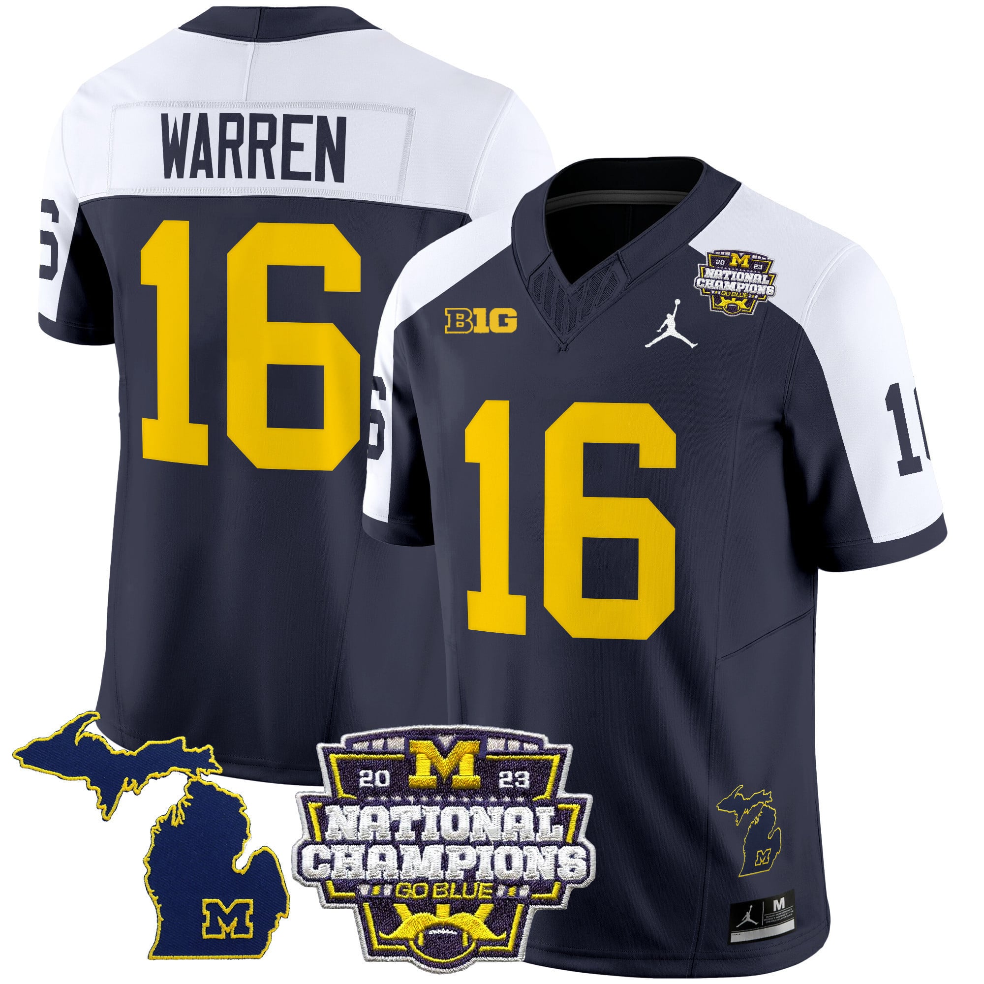 Men's Michigan Wolverines 2023 National Champions Patch Vapor Jersey V6 - All Stitched