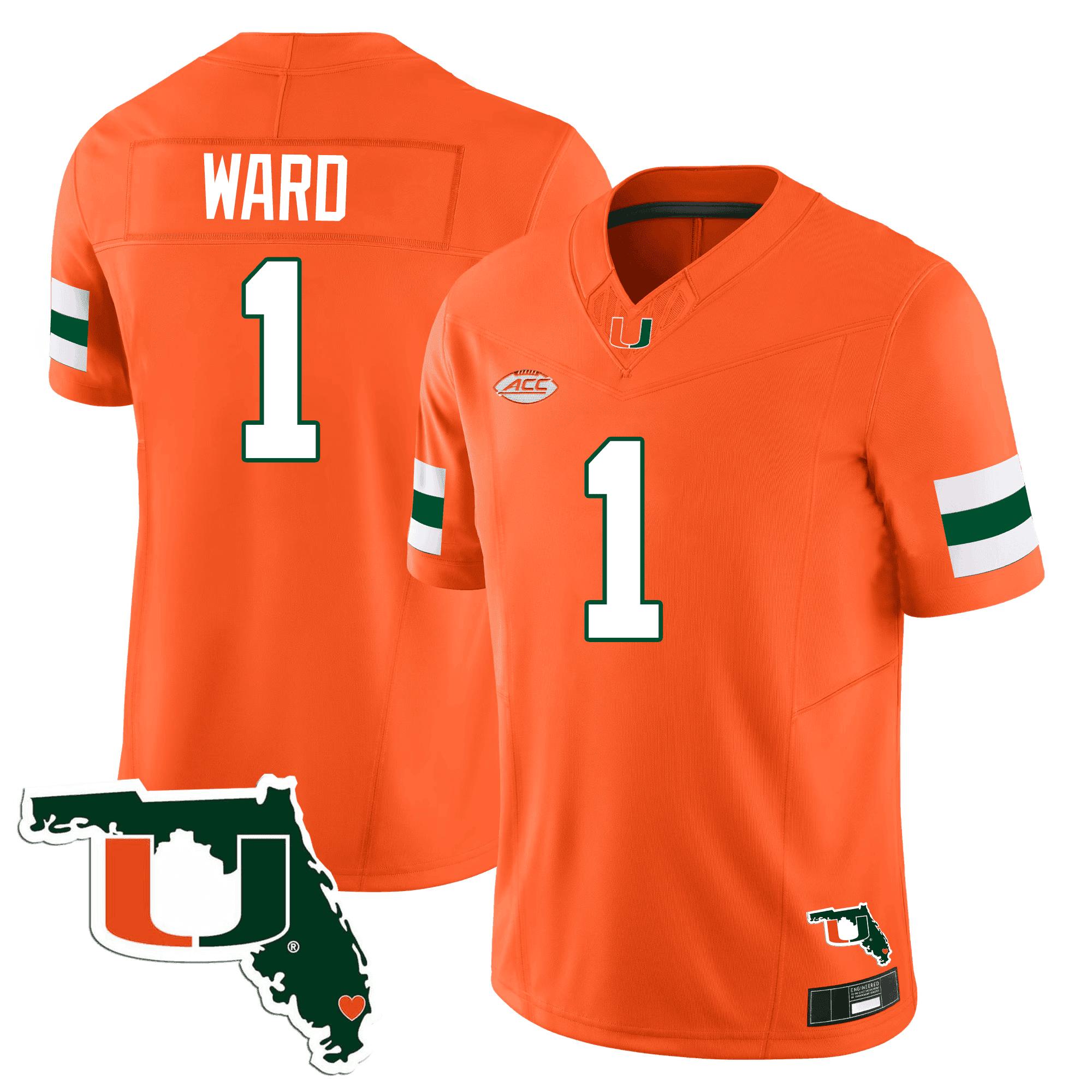 Men's Miami Hurricanes Florida Map Patch Vapor Premier Limited Jersey - All Stitched